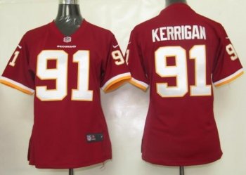 Cheap Women Nike Washington Red Skins 91 Kerrigan Red Nike NFL Jerseys