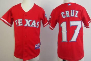 Kids Texas Rangers 17 Nelson Cruz Red Cool Base MLB Jerseys Cheap