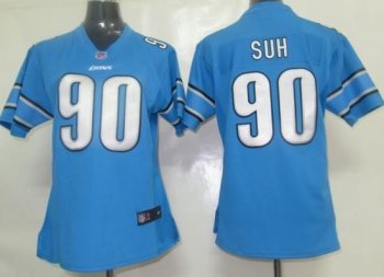 Cheap Women Nike Detroit Lions 90 Suh Blue Nike NFL Jerseys