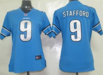 Cheap Women Nike Detroit Lions 9 Stafford Blue Nike NFL Jerseys