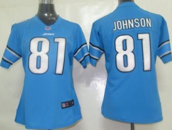 Cheap Women Nike Detroit Lions 81 Johnson Blue Nike NFL Jerseys