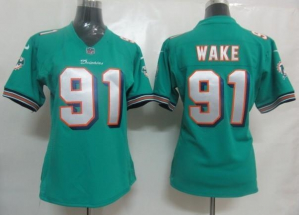 Cheap Women Nike Miami Dolphins 91 Wake Green Nike NFL Jerseys