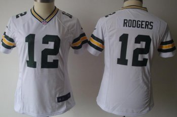 Cheap Women Nike Green Bay Packers 12 Rodgers White Nike NFL Jerseys