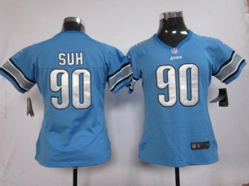 Cheap Women Nike Detroit Lions 90# Ndamukong Suh Blue Nike NFL Jerseys