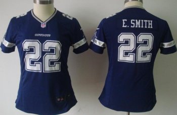 Cheap Women Nike Dallas Cowboys 22 E.SMITH Blue Nike NFL Jerseys