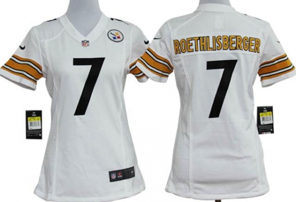 Cheap Women Nike Pittsburgh Steelers 7 Roethlisberger White Nike NFL Jerseys