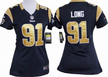 Cheap Women Nike St.Louis Rams 91# Chris Long Dark Blue Nike NFL Jerseys