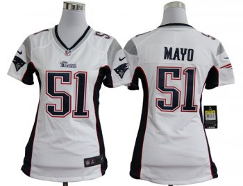 Cheap Women Nike New England Patriots 51 Mayo White Nike NFL Jerseys