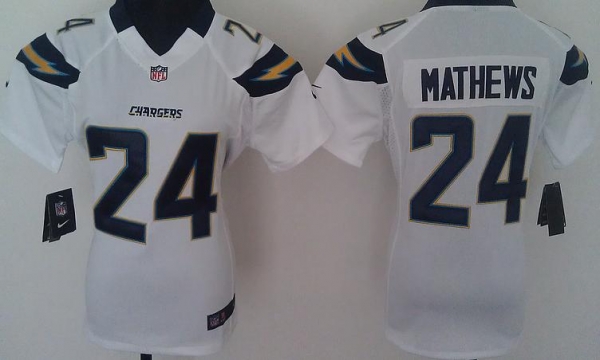 Cheap Women Nike San Diego Chargers 24# Ryan Mathews White Nike NFL Jerseys