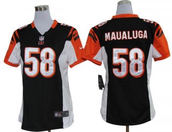 Cheap Women Nike Cincinnati Bengals 58# Rey Maualuga Black Nike NFL Jerseys