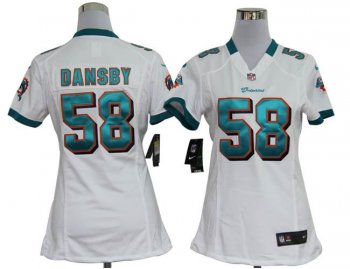 Cheap Women Nike Miami Dolphins 58 Karlos Dansby White Nike NFL Jersey