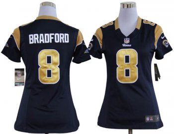 Cheap Women Nike St. Louis Rams 8# Sam Bradford Dark Blue Nike NFL Jerseys