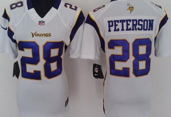 Cheap Women Nike Minnesota Vikings 28 Peterson White Nike NFL Jerseys