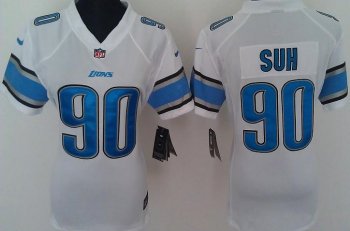 Cheap Women Nike Detroit Lions 90# Ndamukong Suh White Nike NFL Jerseys