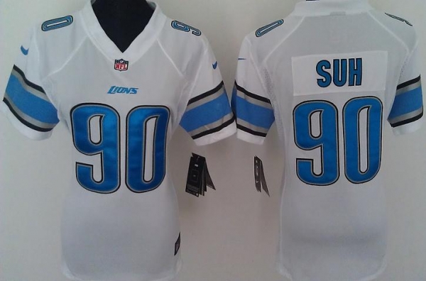 Cheap Women Nike Detroit Lions 90# Ndamukong Suh White Nike NFL Jerseys