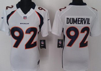 Cheap Women Nike Denver Broncos 92# Elvis Dumervil White Nike NFL Jerseys