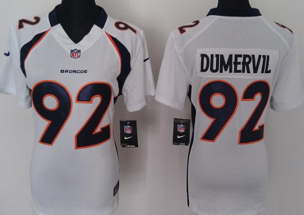 Cheap Women Nike Denver Broncos 92# Elvis Dumervil White Nike NFL Jerseys