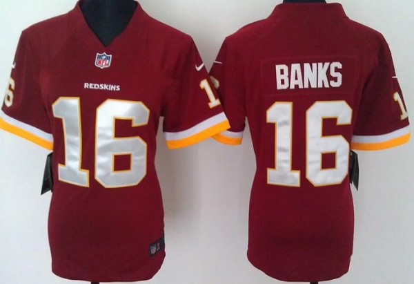 Cheap Women Nike Washington Redskins 16 Banks Red NFL Jersey