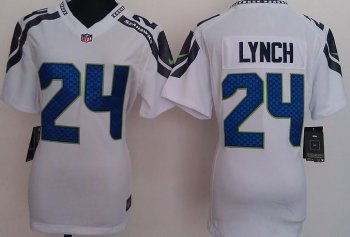 Cheap Women Nike Seattle Seahawks 24# Marshawn Lynch White Nike NFL Jerseys