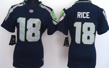 Cheap Women Nike Seattle Seahawks 18# Sidney Rice Blue Nike NFL Jerseys