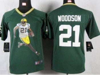 Nike Kids Green Bay Packers #21 woodson green portrait fashion game jerseys Cheap