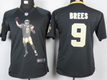 Nike Kids New Orleans Saints #9 brees black portrait fashion game jerseys Cheap