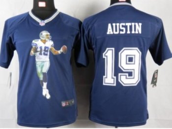 Nike Kids Dallas Cowboys #19 austin blue portrait fashion game jerseys Cheap