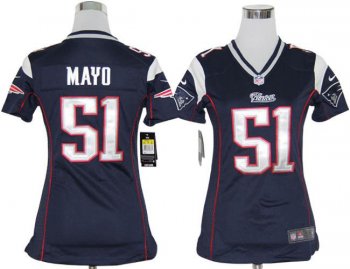 Cheap Women Nike New England Patriots 51 Mayo Blue Nike NFL Jerseys