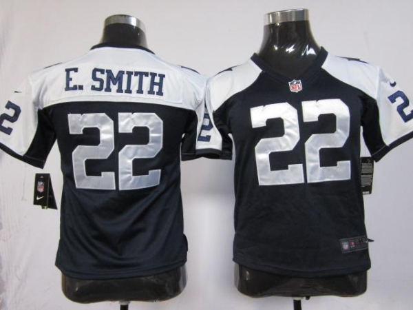 Kids Nike Dallas Cowboys 22 E.SMITH Blue Thankgivings Nike NFL Jerseys Cheap