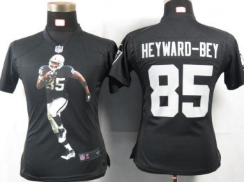 Cheap Women Nike Oakland Raiders 85 Heyward-bey Black Portrait Fashion Game Jersey