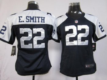 Cheap Women Nike Dallas Cowboys 22 E.SMITH Blue Thankgivings Nike NFL Jerseys