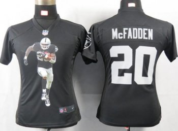 Cheap Women Nike Oakland Raiders 20 McFADDEN Black Portrait Fashion Game Jersey