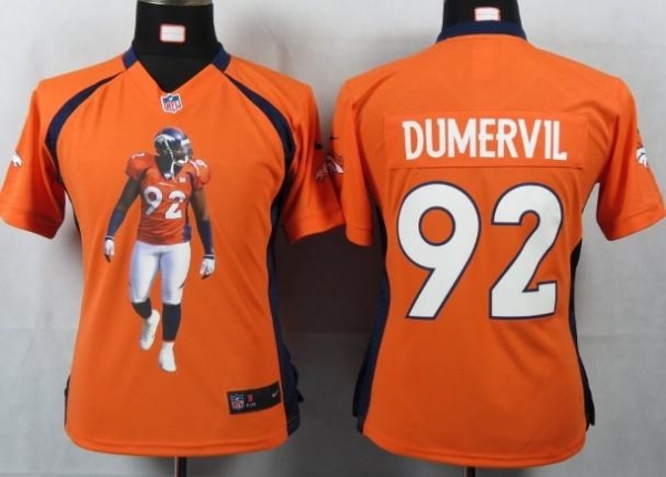 Cheap Women Nike Denver Broncos 92 Dumervil Orange Portrait Fashion Game Jersey