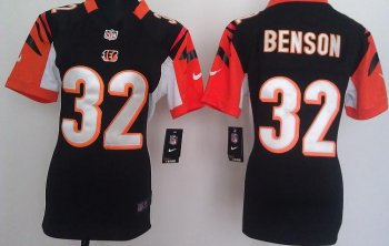 Cheap Women Nike Cincinnati Bengals 32 Cedric Benson Black Nike NFL Jersey