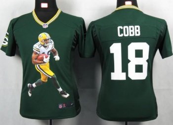 Cheap Women Nike Green Bay Packers 18 Cobb Green Portrait Fashion Game Jersey