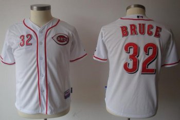 Kids Cincinnati Reds 32 Bruce White Jersey Cheap