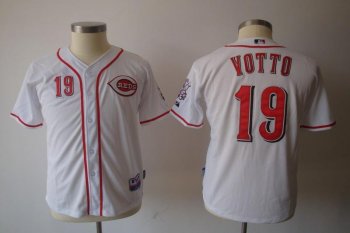 Kids Cincinnati Reds 19 Joey Votto White Cool Base Jersey Cheap