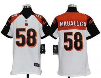 Kids Nike Cincinnati Bengals 58# Rey Maualuga White Nike NFL Jerseys Cheap