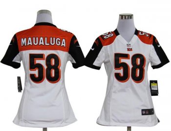 Cheap Women Nike Cincinnati Bengals 58# Rey Maualuga White Nike NFL Jerseys