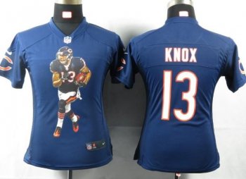 Cheap Womens Nike Chicago Bears 13 Knox Blue Portrait Fashion Game Jersey