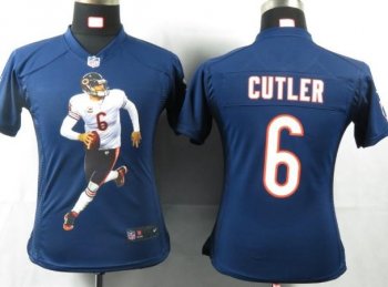 Cheap Womens Nike Chicago Bears 6 Cutler Blue Portrait Fashion Game Jersey