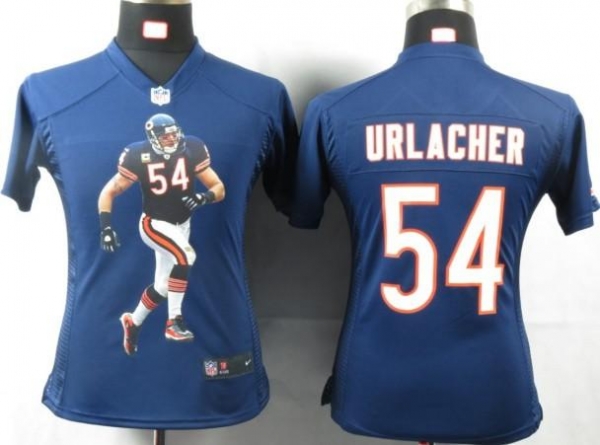 Cheap Womens Nike Chicago Bears 54 Urlacher Blue Portrait Fashion Game Jersey