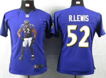 Cheap Womens Nike Baltimore Ravens 52 R.lewis Purple Portrait Fashion Game Jersey