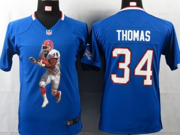 Kids Nike Buffalo Bills 34 Thomas Blue Portrait Fashion Game Jersey Cheap