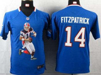 Kids Nike Buffalo Bills 14 Fitzpatrick Blue Portrait Fashion Game Jersey Cheap