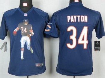 Kids Nike Chicago Bears 34 Payton Blue Portrait Fashion Game Jersey Cheap