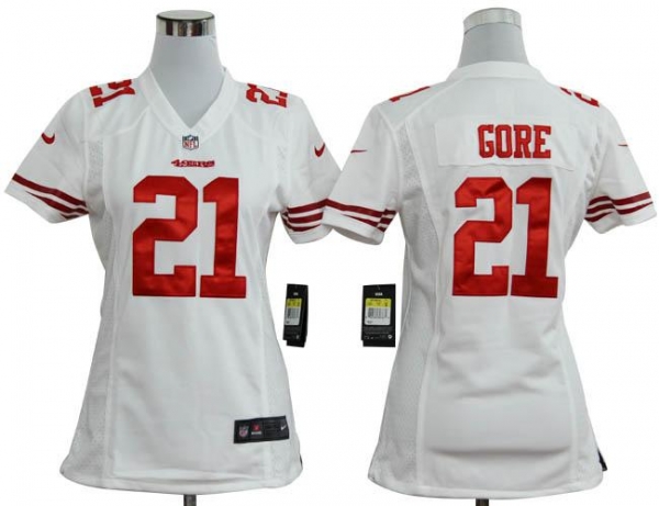 Cheap Women Nike San Francisco 49ers 21 Frank Gore White Nike NFL Jerseys