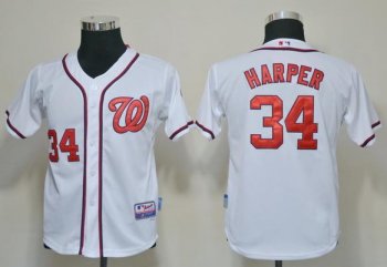 Kids Washington Nationals 34 Harper White MLB Jerseys Cheap