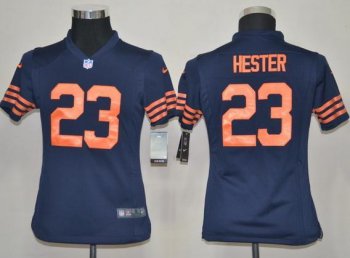 Kids Nike Chicago Bears 23 Hester Dark Blue Nike NFL Jerseys Orange Number Cheap