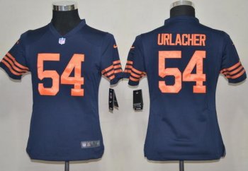 Kids Nike Chicago Bears 54 Brian Urlacher Dark Blue Nike NFL Jerseys Orange Number Cheap